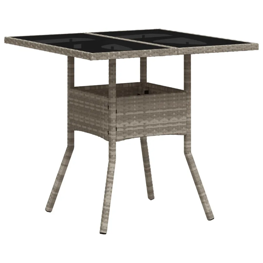 Table de jardin avec dessus en verre gris clair résine tressée - 7