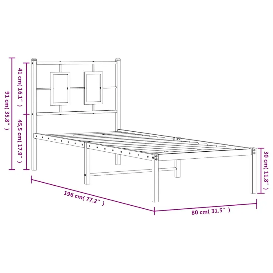 Cadre de lit métal sans matelas avec tête de lit blanc 75x190cm - 10