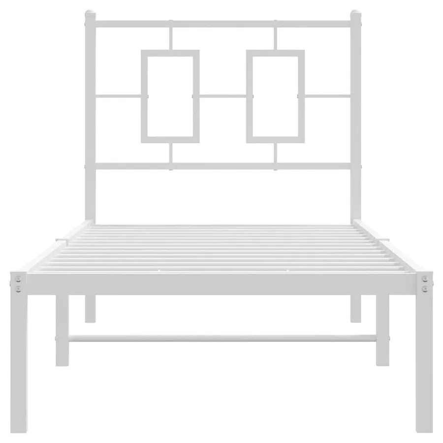 Cadre de lit métal sans matelas avec tête de lit blanc 75x190cm - 5