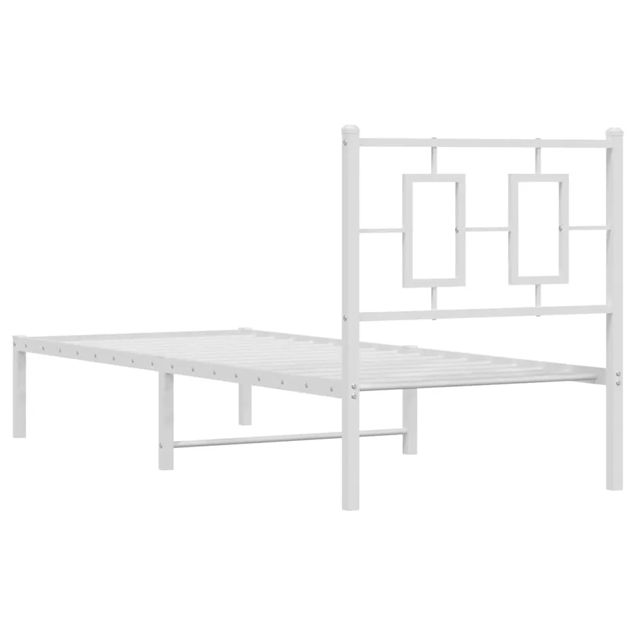 Cadre de lit métal sans matelas avec tête de lit blanc 75x190cm - 7