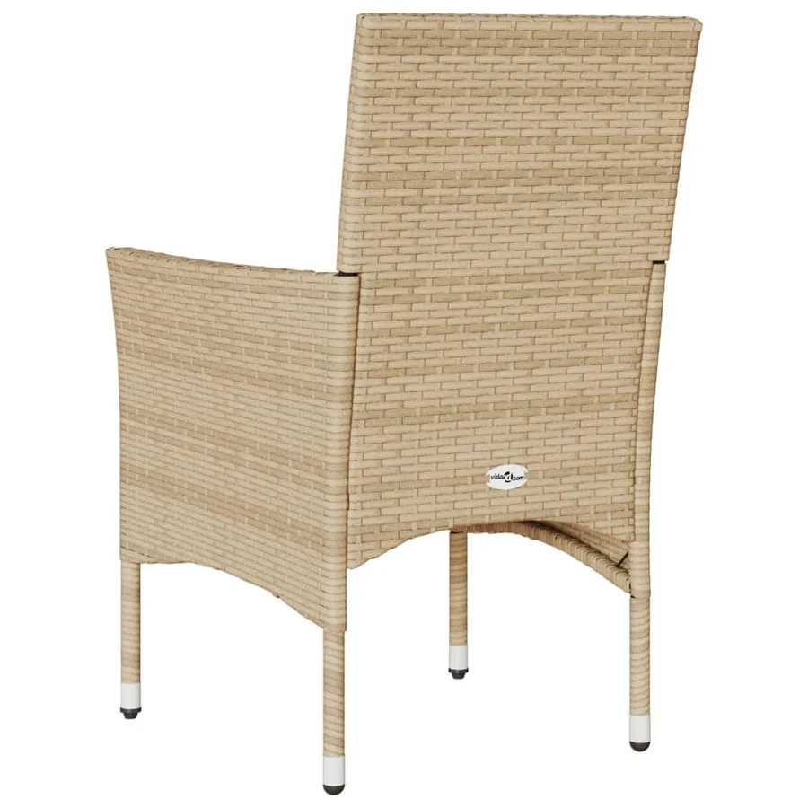 Chaises de jardin avec coussins lot de 2 beige résine tressée - 7
