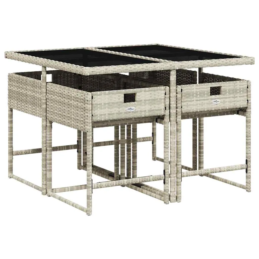 Ensemble à manger de jardin et coussins 5 pcs gris clair rotin - 3