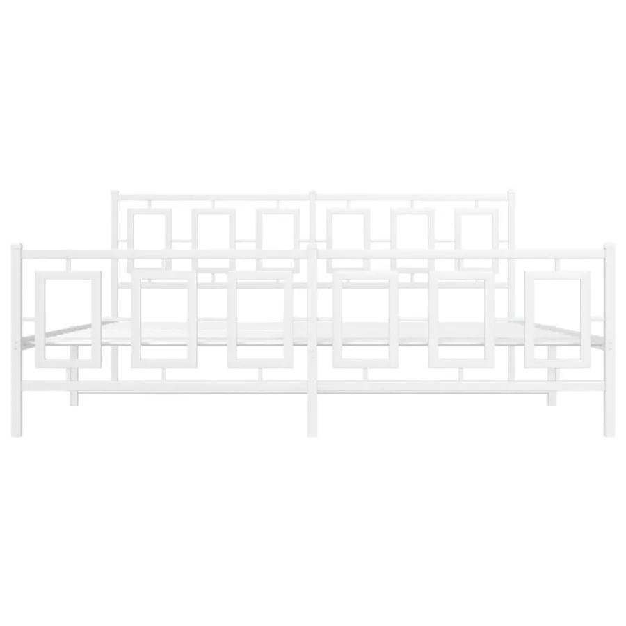 Cadre de lit métal sans matelas et pied de lit blanc 183x213 cm - 5