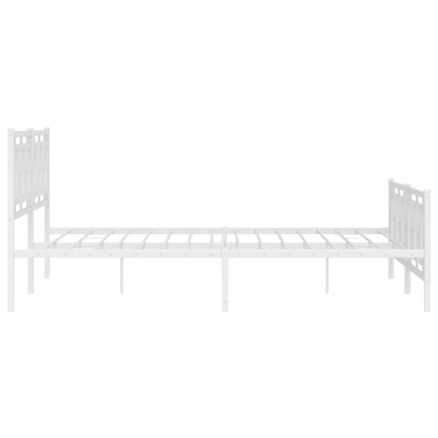 Cadre de lit métal sans matelas et pied de lit blanc 183x213 cm - 6