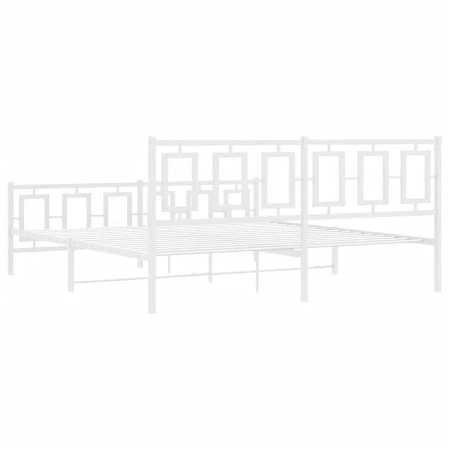Cadre de lit métal sans matelas et pied de lit blanc 183x213 cm - 7