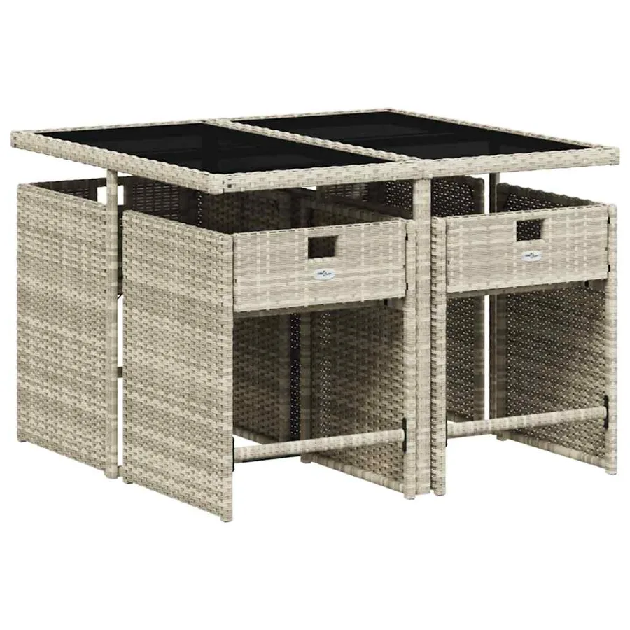 Ensemble à manger de jardin et coussins 5 pcs gris clair rotin - 3