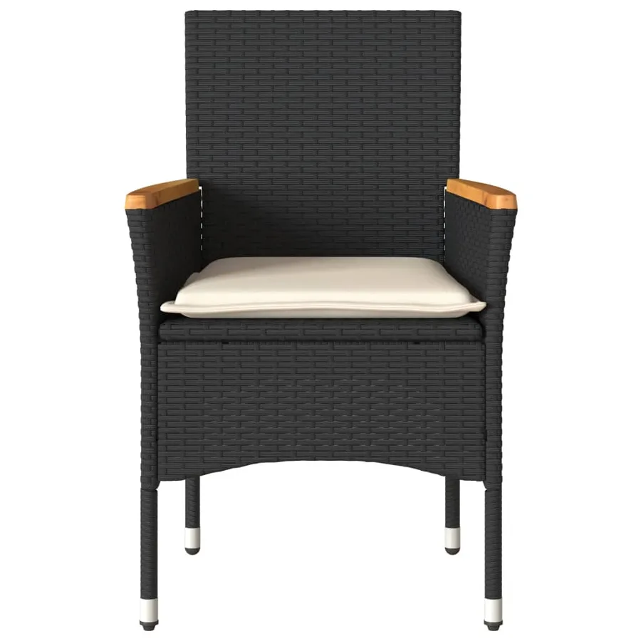 Chaises de jardin avec coussins lot de 2 noir résine tressée - 5
