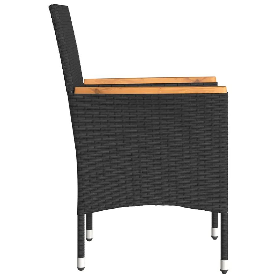 Chaises de jardin avec coussins lot de 2 noir résine tressée - 6