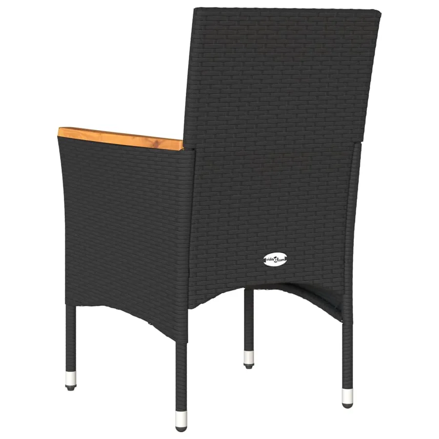 Chaises de jardin avec coussins lot de 2 noir résine tressée - 7