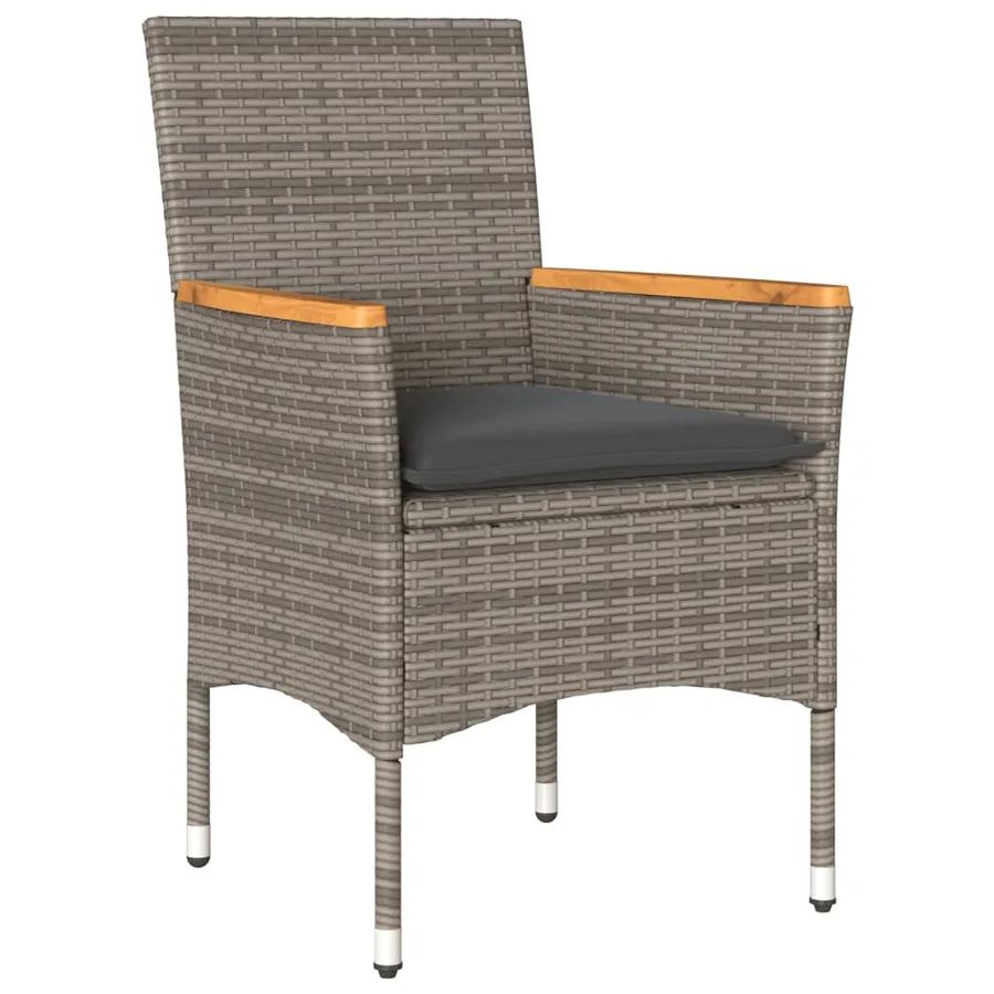 Ensemble de bistro avec coussins 3 pcs gris rotin et acacia - 3