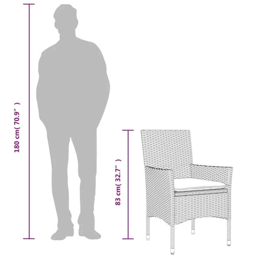 Ensemble de bistro avec coussins 3 pcs gris rotin et verre - 10
