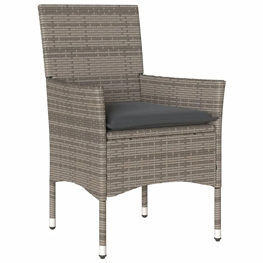 Ensemble de bistro avec coussins 3 pcs gris rotin et verre - 3