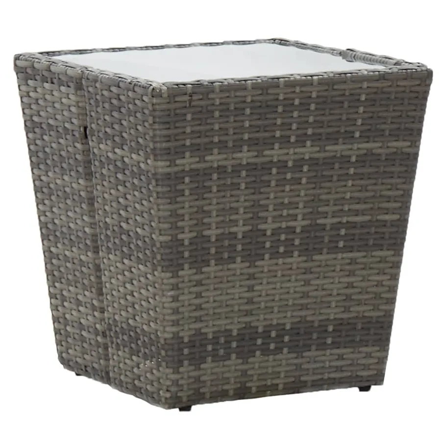 Ensemble de bistro avec coussins 3 pcs gris rotin et verre - 4