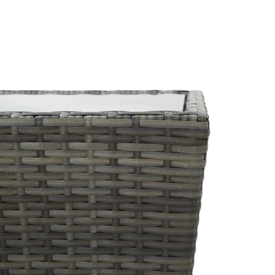 Ensemble de bistro avec coussins 3 pcs gris rotin et verre - 6