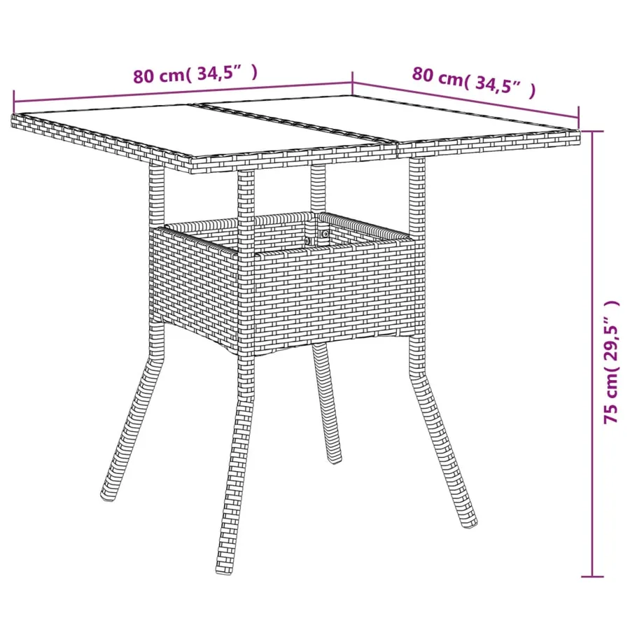 Ensemble à manger de jardin avec coussins 3 pcs rotin et verre - 9