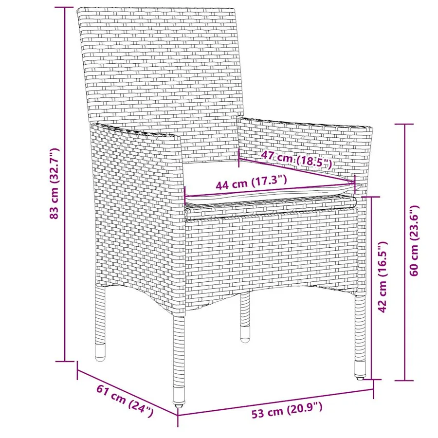 Ensemble à manger de jardin avec coussins 7 pcs rotin et verre - 8