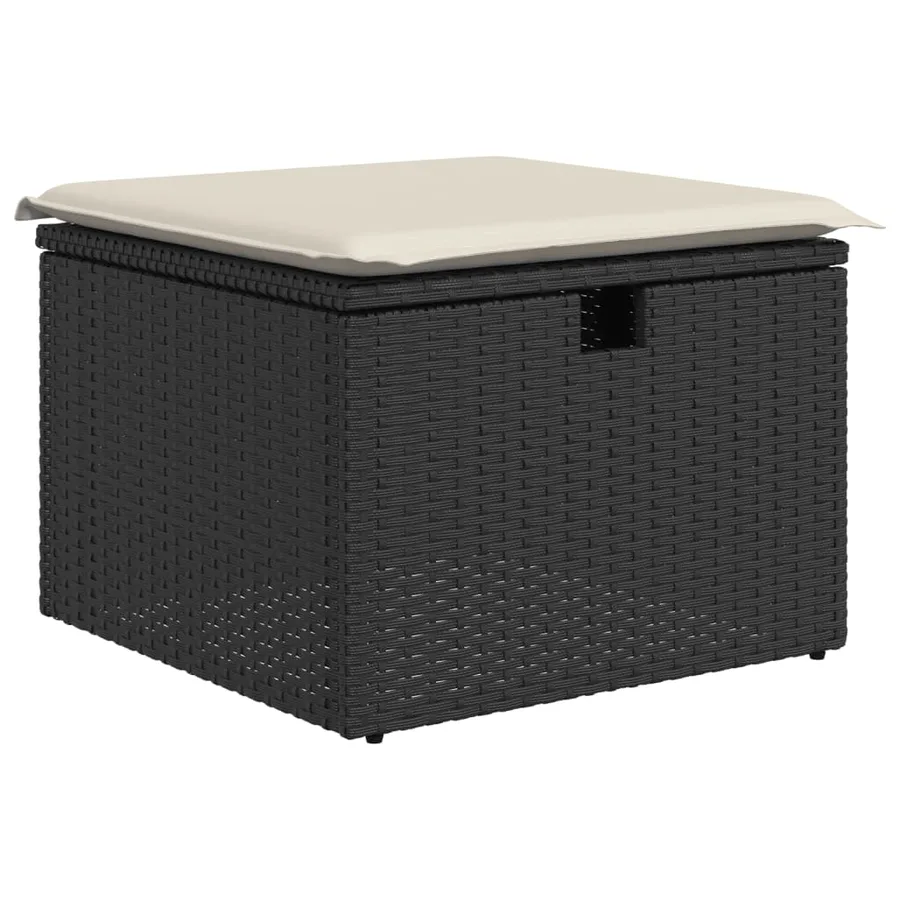 Salon de jardin 9 pcs avec coussins noir résine tressée - 6