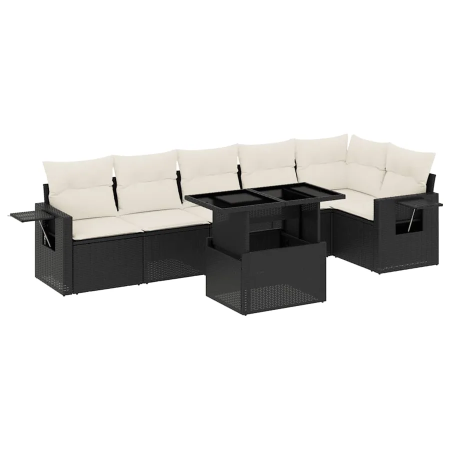 Salon de jardin 7 pcs avec coussins noir résine tressée 62 x 62 x 69 cm - 64,7 kg - 2