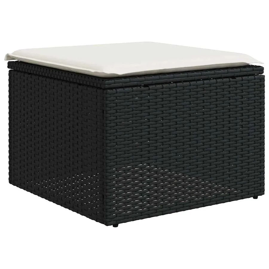 Salon de jardin 9 pcs avec coussins noir résine tressée - 7