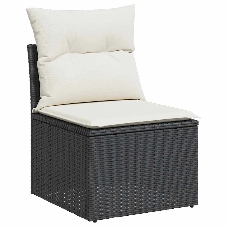 Salon de jardin 10 pcs avec coussins noir résine tressée - 4