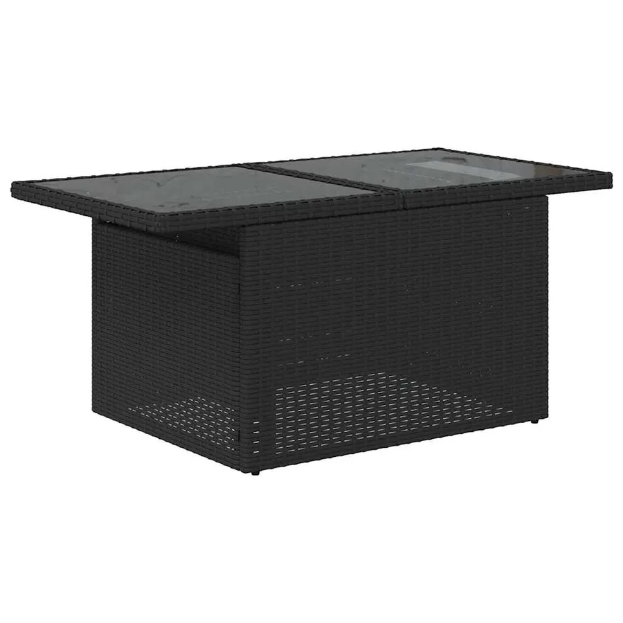 Salon de jardin 11 pcs avec coussins noir résine tressée - 6