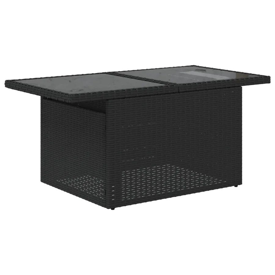 Salon de jardin 9 pcs avec coussins noir résine tressée - 6