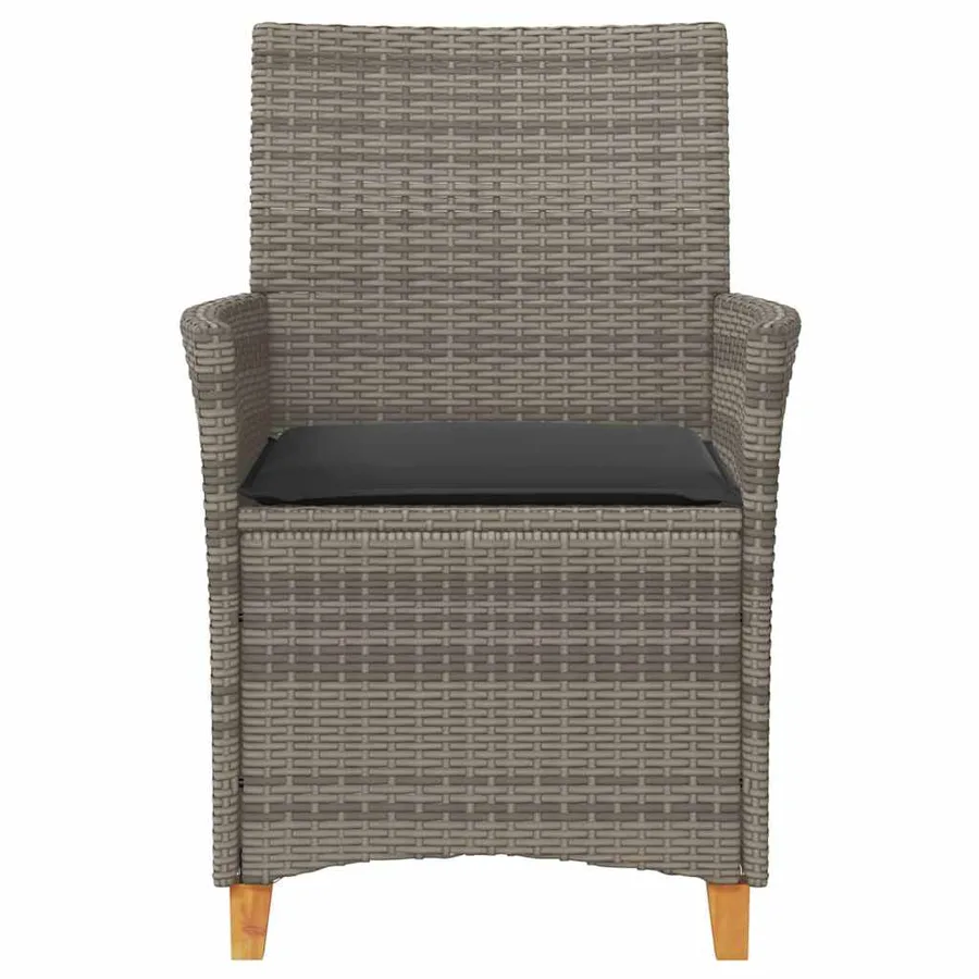 Chaises de jardin coussins lot de 2 gris résine tressée et bois - 5