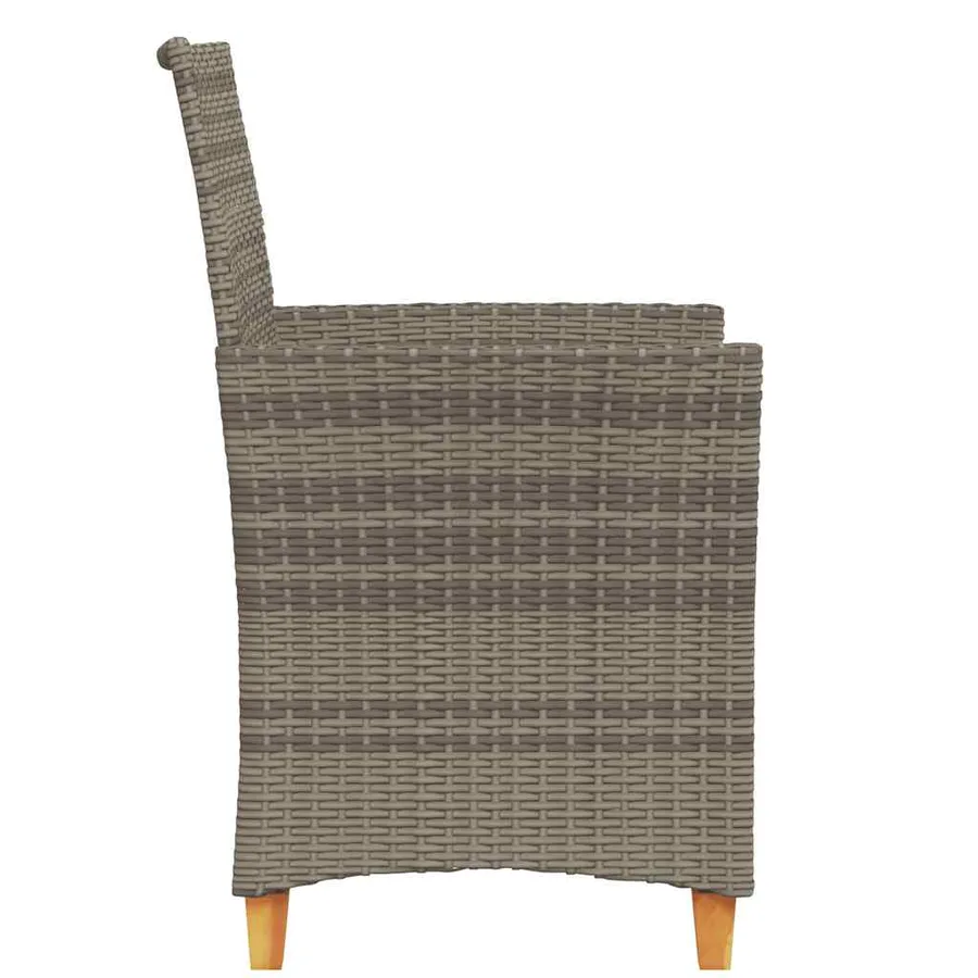 Chaises de jardin coussins lot de 2 gris résine tressée et bois - 6