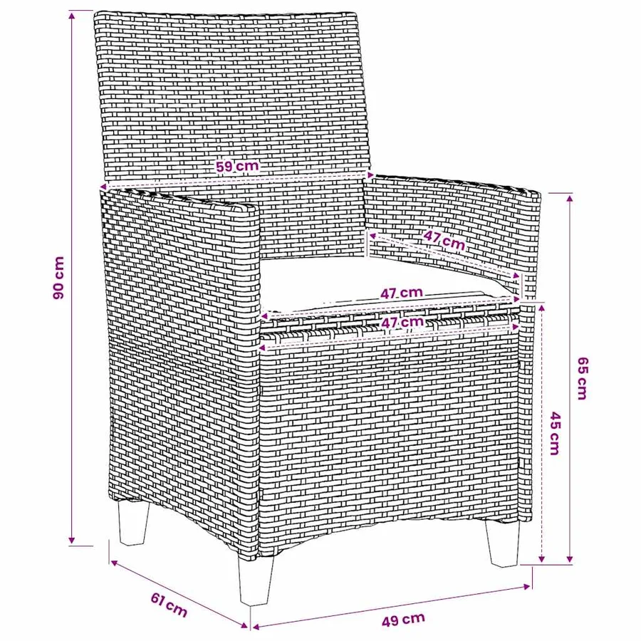 Chaises de jardin coussins lot de 2 gris résine tressée et bois - 9