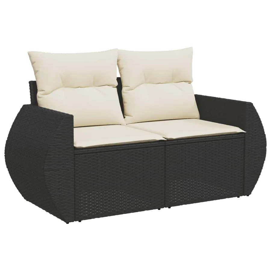 Salon de jardin 8 pcs avec coussins noir résine tressée - 3