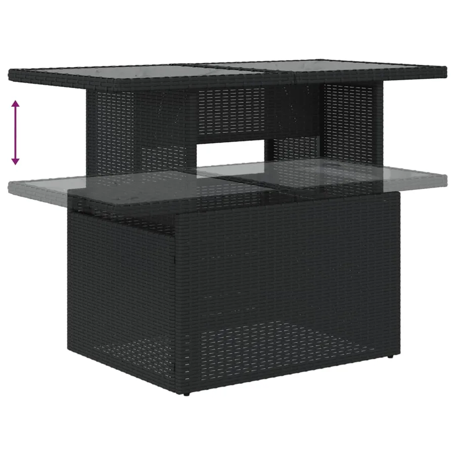 Salon de jardin 8 pcs avec coussins noir résine tressée - 7