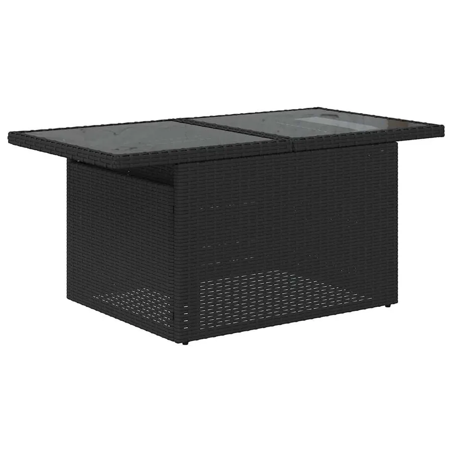 Salon de jardin 10 pcs avec coussins noir résine tressée - 6