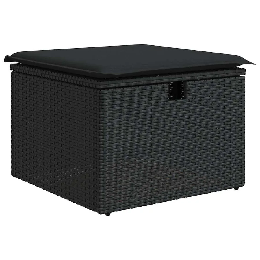 Salon de jardin 8 pcs avec coussins noir résine tressée - 6