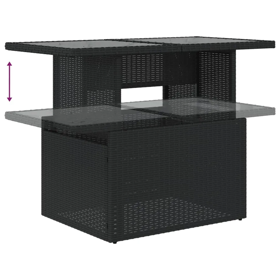 Salon de jardin 6 pcs avec coussins noir résine tressée - 7