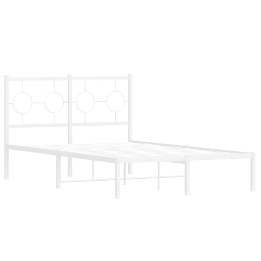Cadre de lit métal sans matelas et tête de lit blanc 120x190 cm - 3