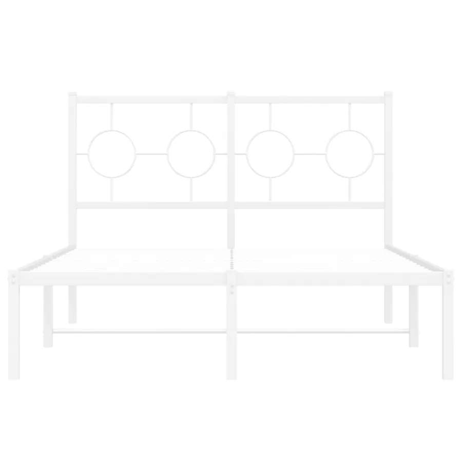 Cadre de lit métal sans matelas et tête de lit blanc 120x190 cm - 5