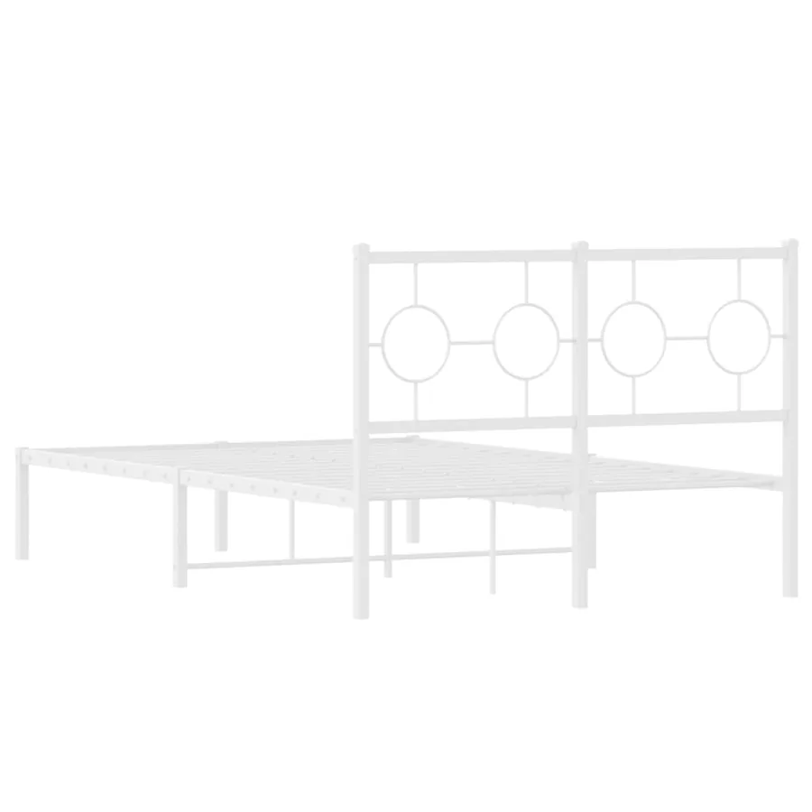 Cadre de lit métal sans matelas et tête de lit blanc 120x190 cm - 7