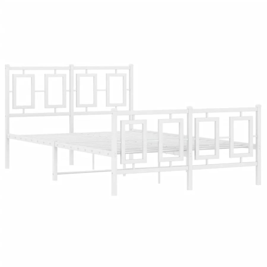 Cadre de lit métal sans matelas et pied de lit blanc 120x190 cm - 3