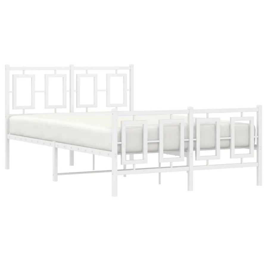 Cadre de lit métal sans matelas et pied de lit blanc 120x190 cm - 4
