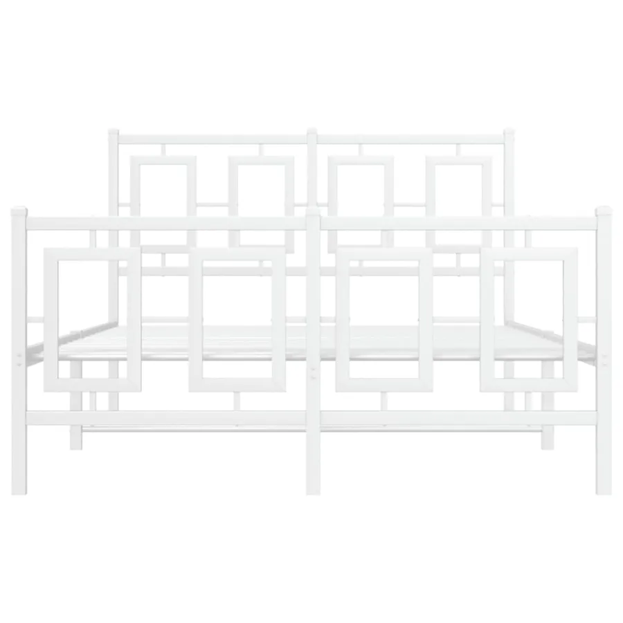 Cadre de lit métal sans matelas et pied de lit blanc 120x190 cm - 5
