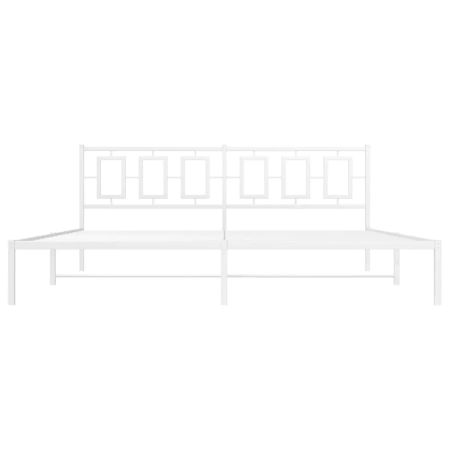 Cadre de lit métal sans matelas et tête de lit blanc 193x203 cm - 5