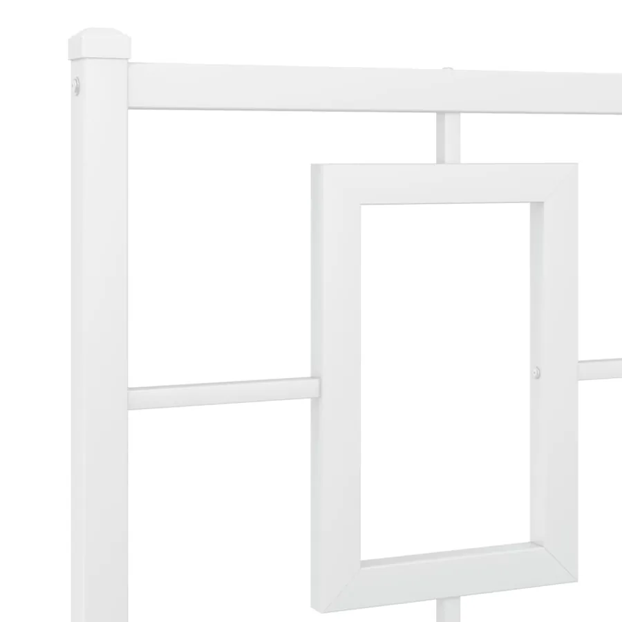 Cadre de lit métal sans matelas et tête de lit blanc 193x203 cm - 8