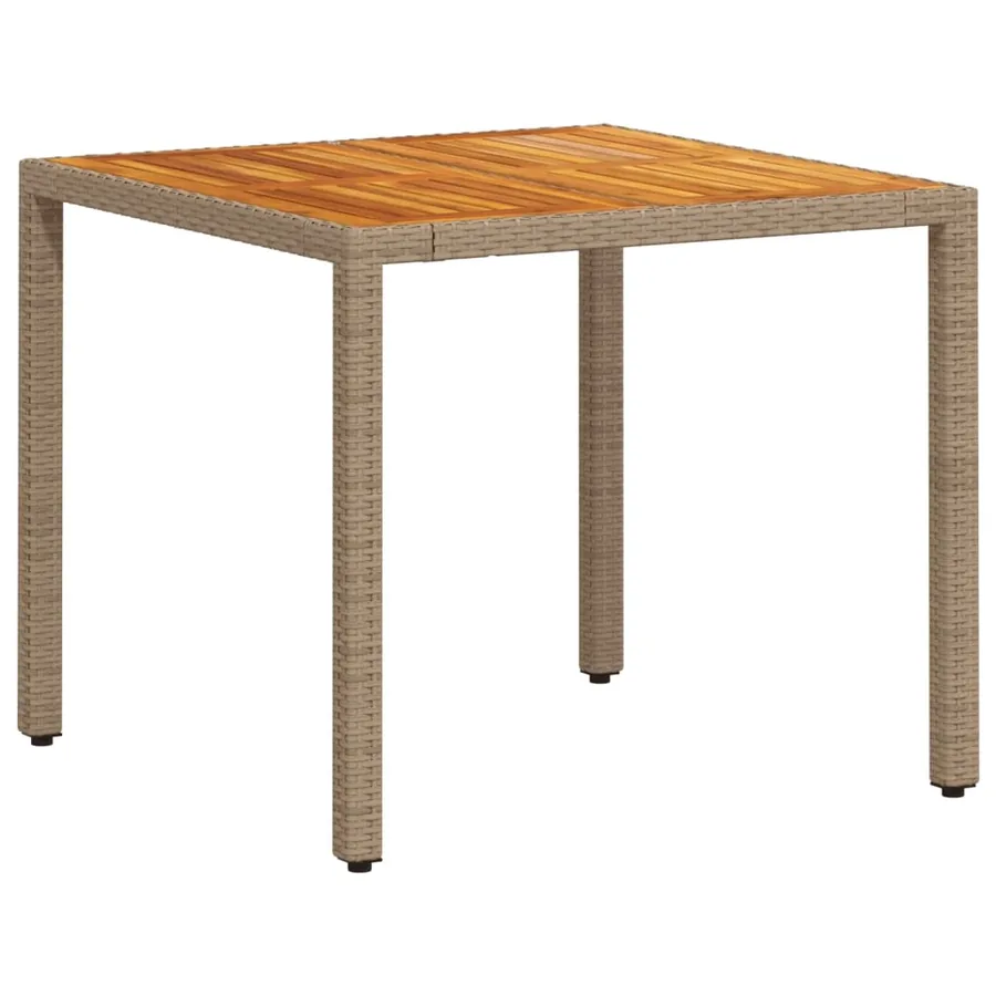 Ensemble à manger de jardin et coussins 3pcs beige rotin acacia - 4