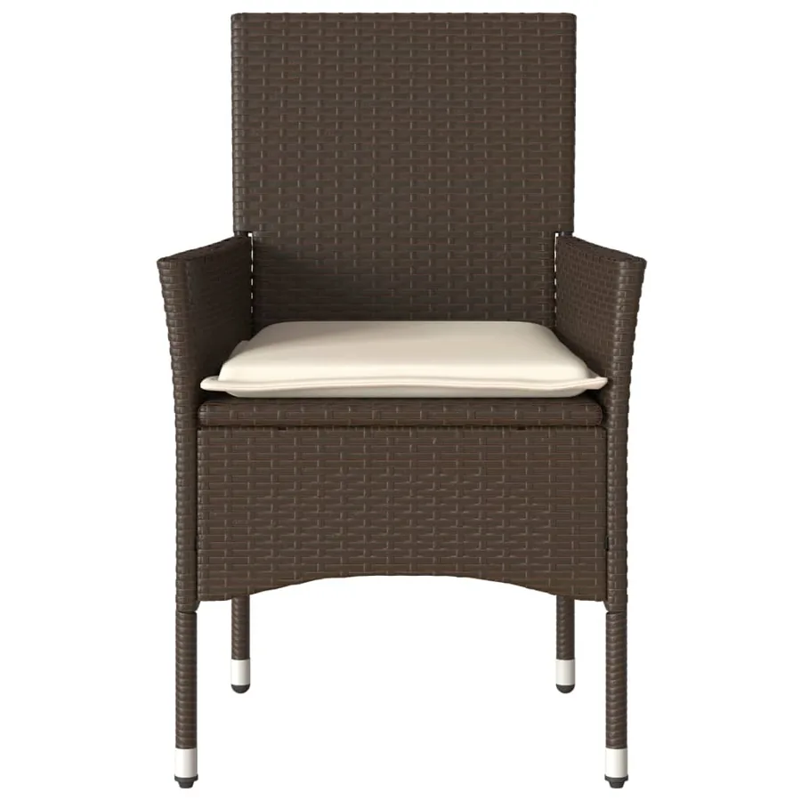 Chaises de jardin avec coussins lot de 2 marron résine tressée - 5