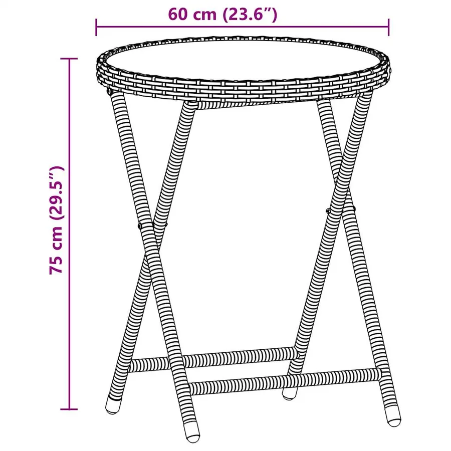 Ensemble de bistro avec coussins 3 pcs marron rotin et verre - 9
