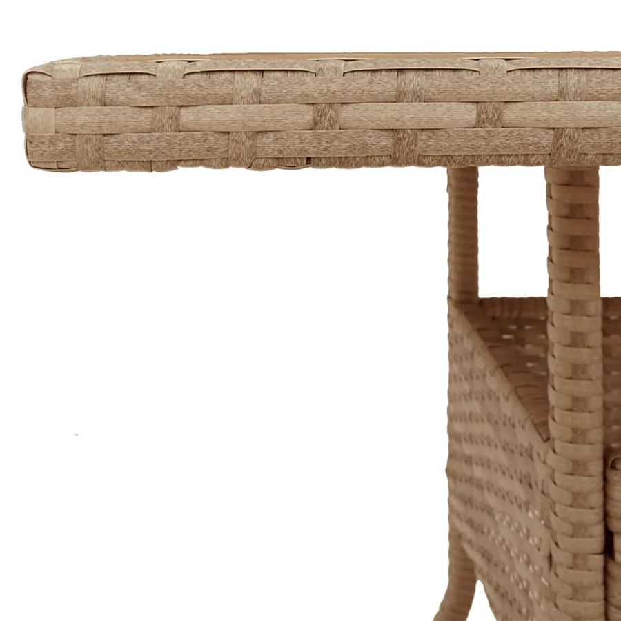 Table de jardin beige 80x80x75 cm résine tressée et bois acacia - 10