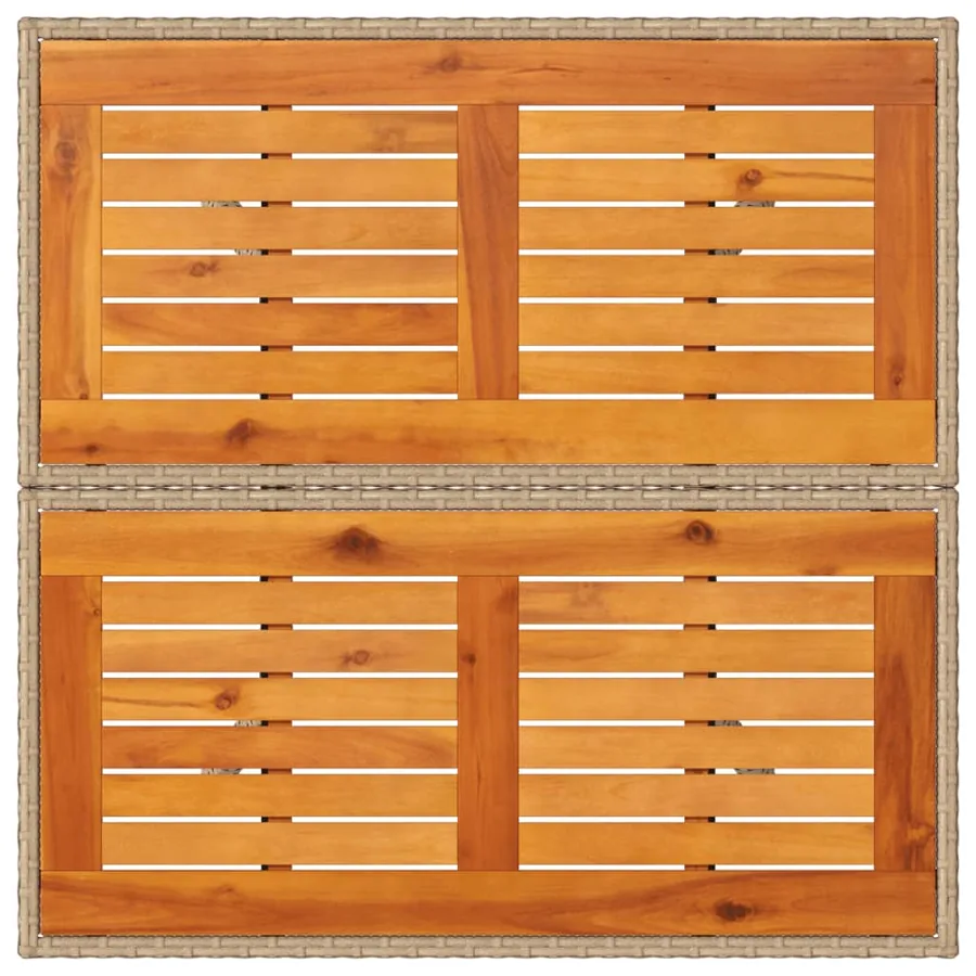 Table de jardin beige 80x80x75 cm résine tressée et bois acacia - 8