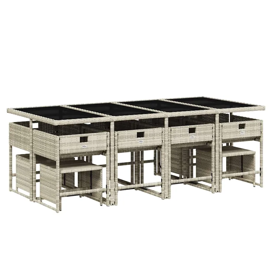 Ensemble à manger de jardin et coussins 13 pcs gris clair rotin - 3