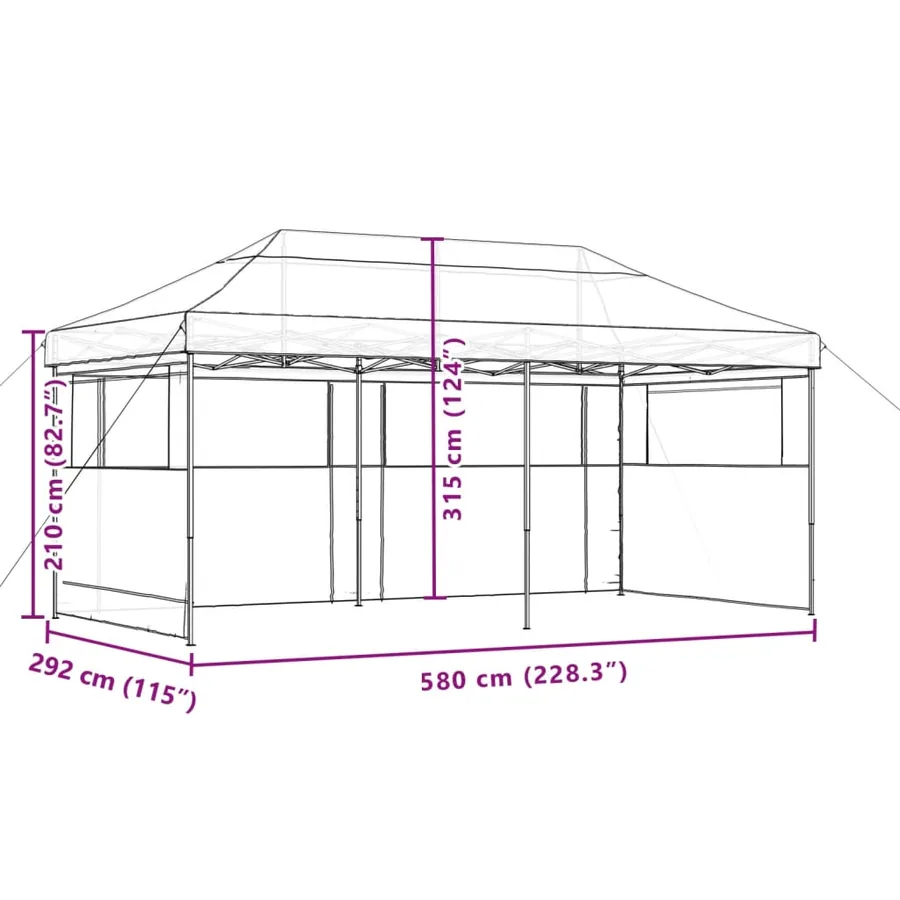 Tente de réception pliable escamotable avec 3 parois latérales - 9