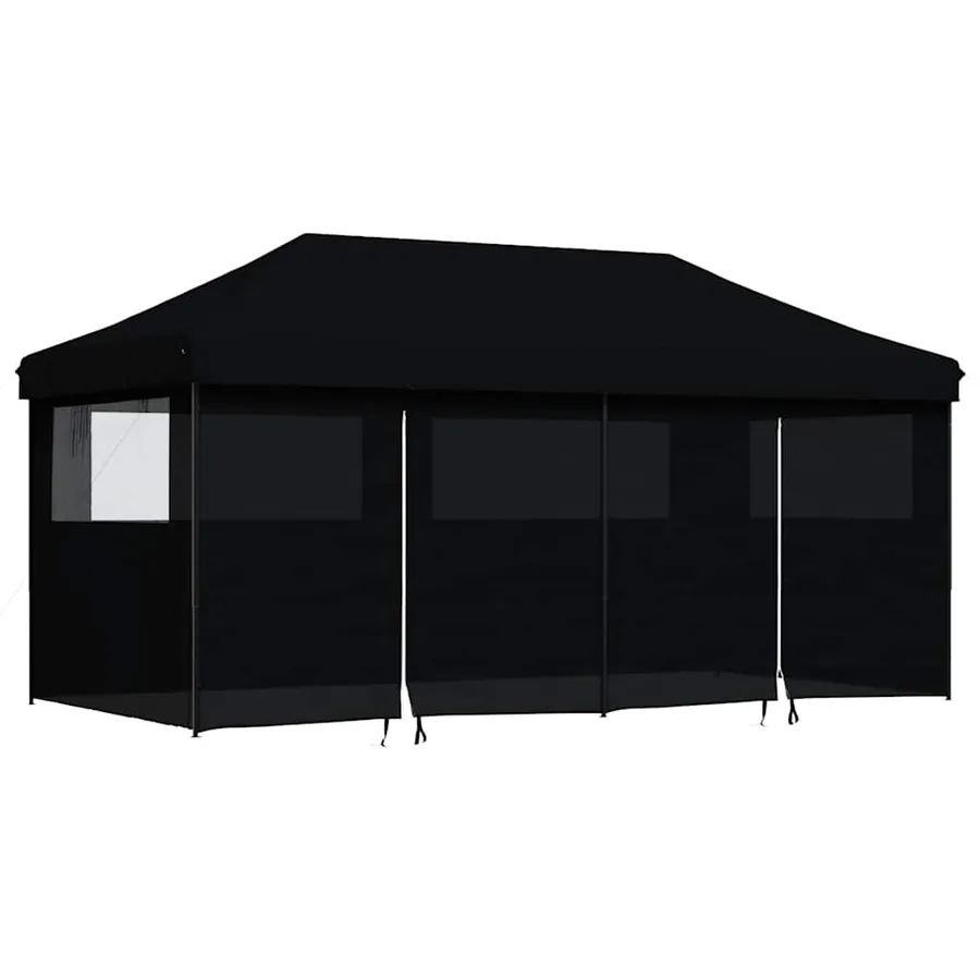 Tente de réception pliable escamotable 4 parois latérales noir - 2